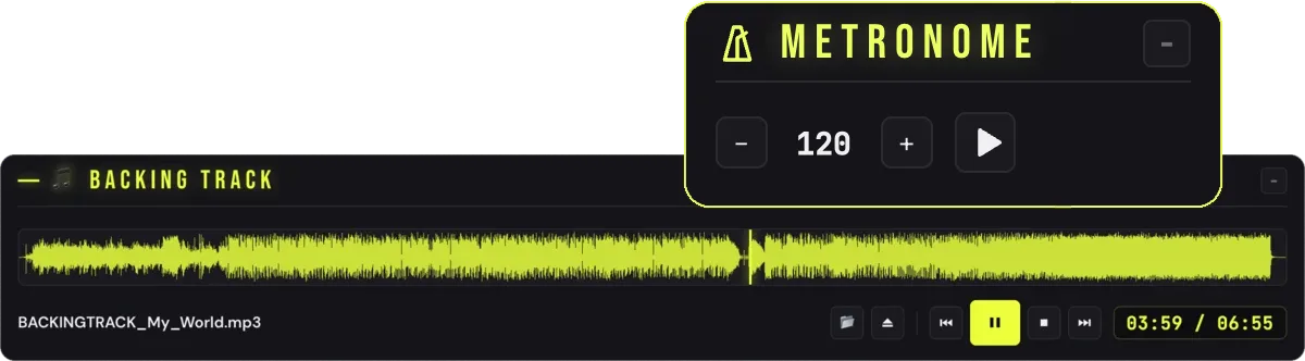 Backing track et métronome synchronisés dans Jamodio