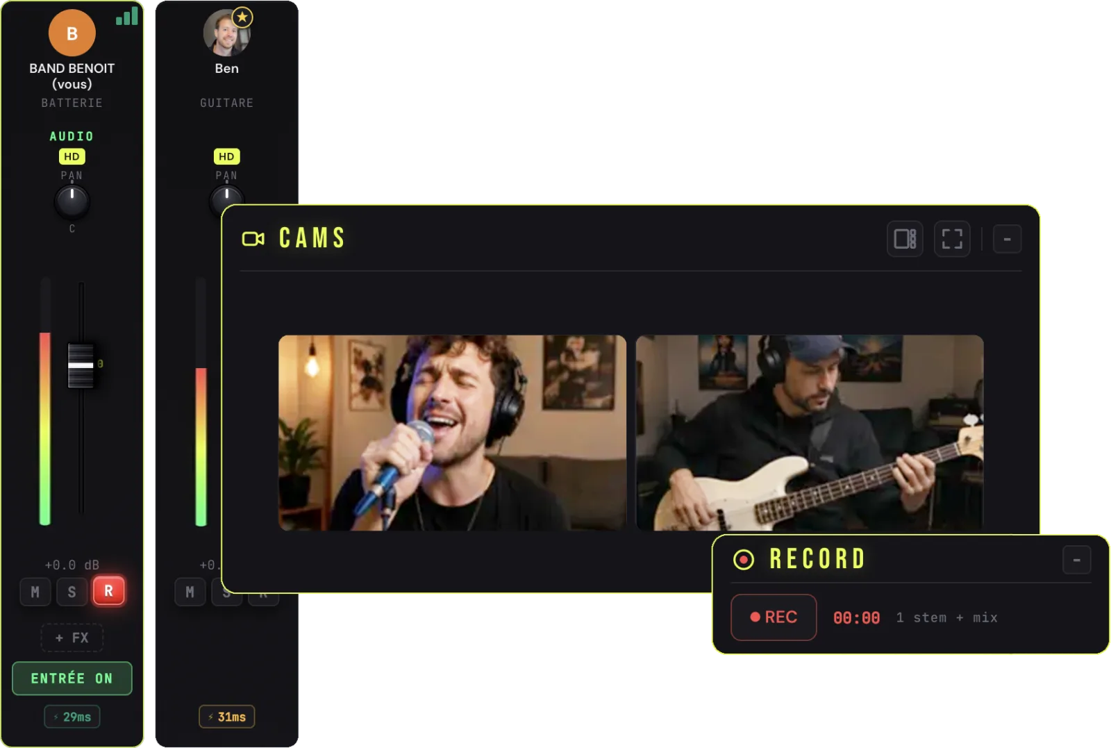 Mixer pro, vidéo HD multi-caméra et enregistrement dans le studio Jamodio