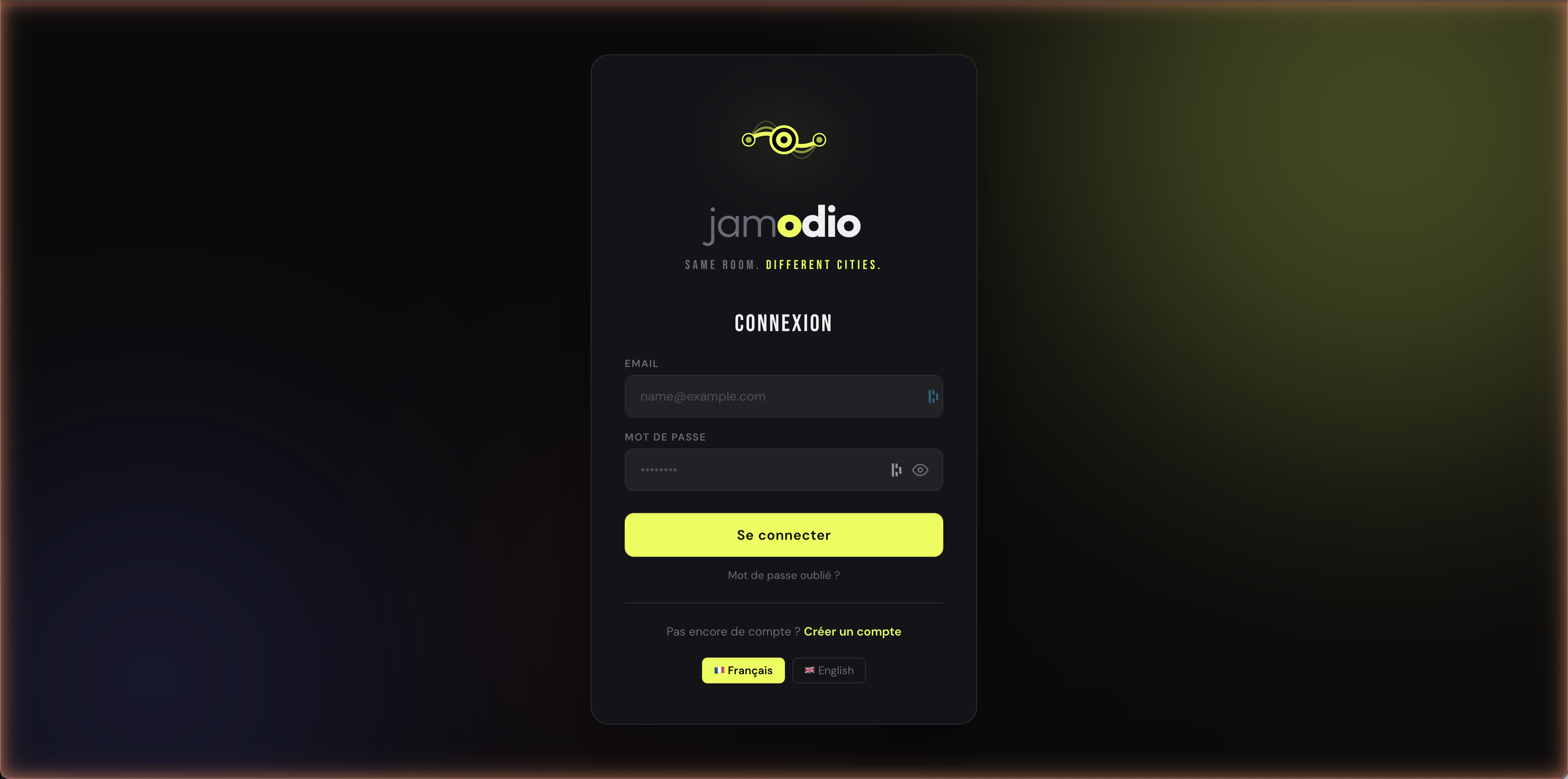 Page de connexion Jamodio