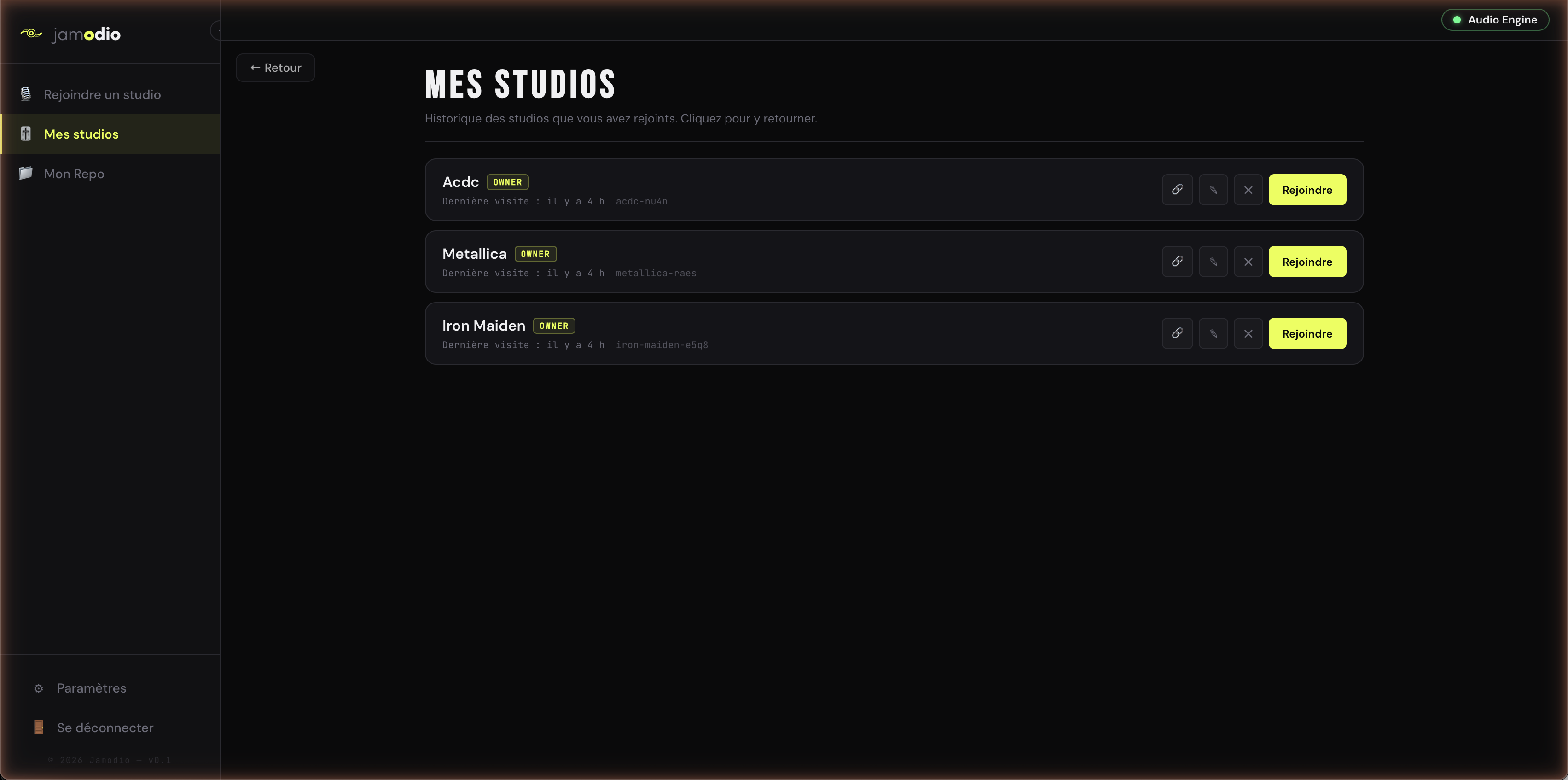 Vue Mes Studios dans Jamodio