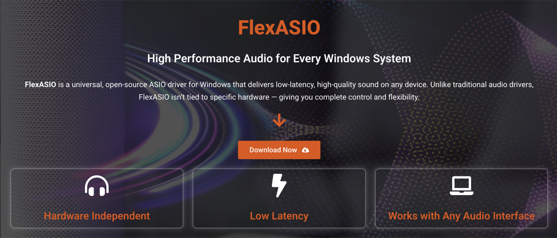 Site flexasio.com avec le bouton Download Now