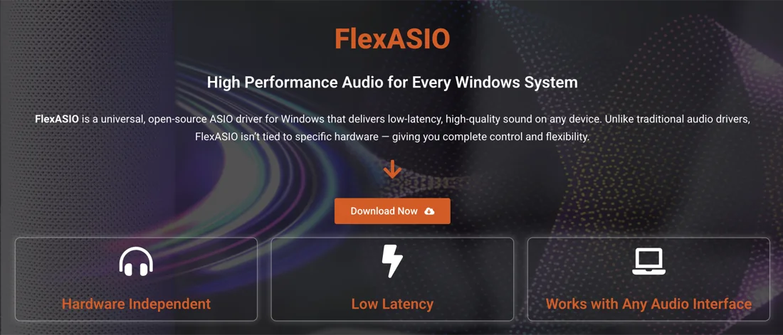Site flexasio.com avec le bouton Download Now